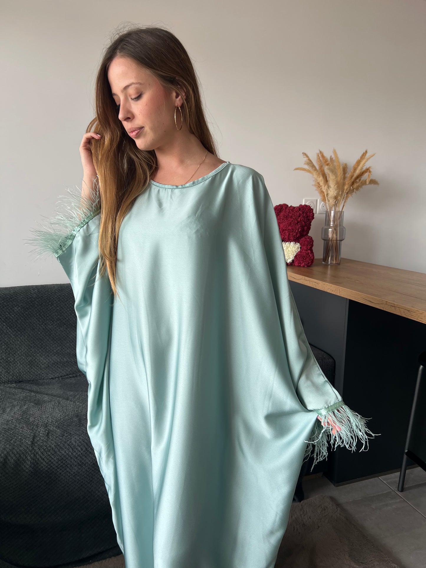 Robe à plume vert